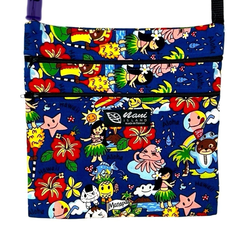 Maui Island Canvas Summer Hawaiian Luau Tropical Print Crossbody Bag